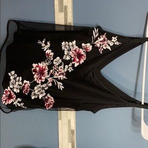 White House Black market black floral tank